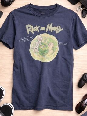 4/$20 Rick and Morty XS Dark Gray Graphic T Shirt Adult Swim 0023